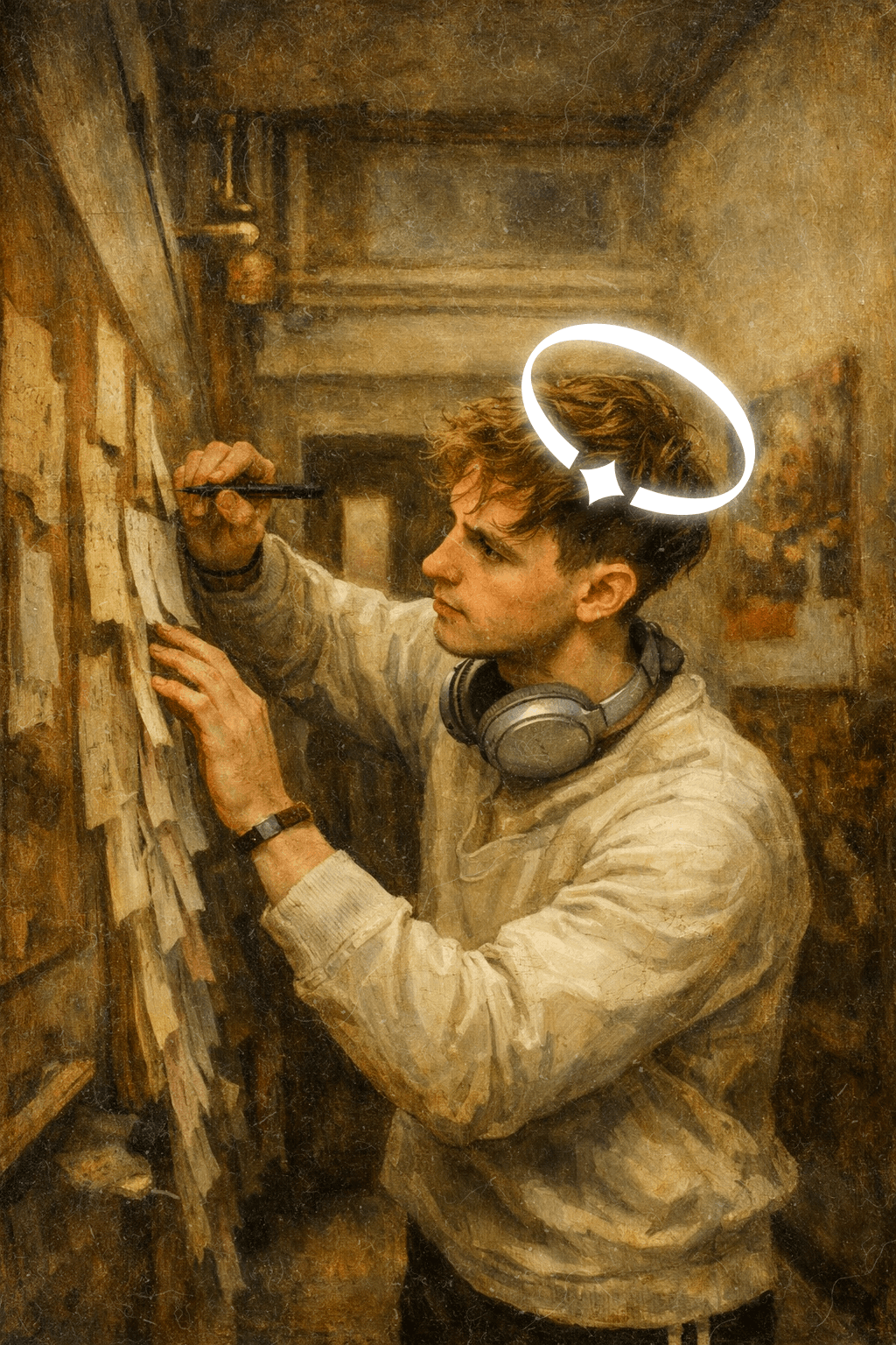 Santo — imagem de campanha com halo