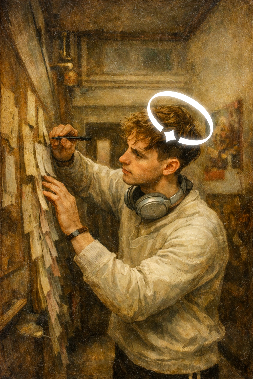 Santo — imagem de campanha com halo
